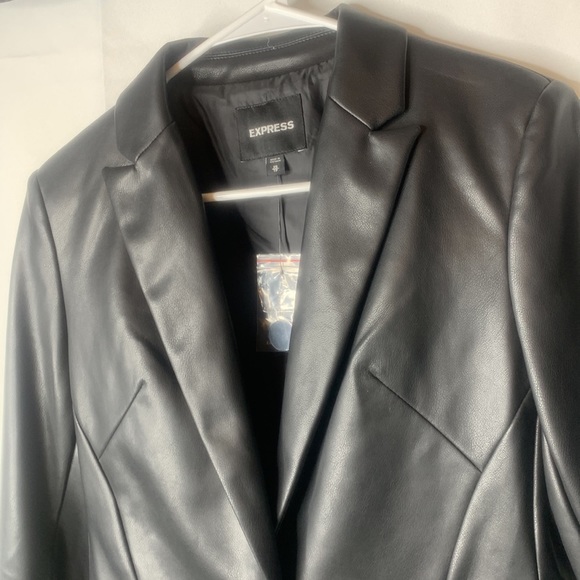 NWT Express size XS VEGAN LEATHER single button black jacket / blazer - Picture 2 of 14